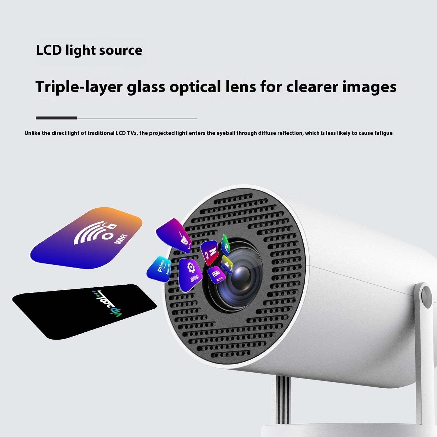 Designed for wide-angle display and effortless setup180 Degrees Home Video Projector