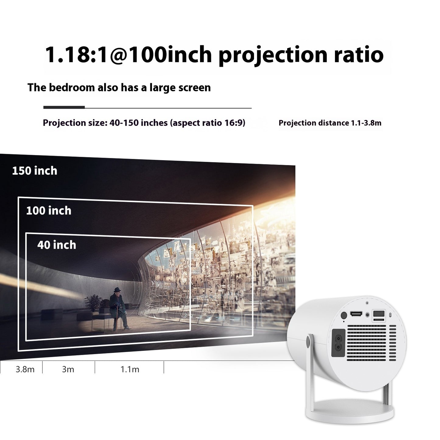 Designed for wide-angle display and effortless setup180 Degrees Home Video Projector